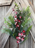 Red Berry Snowed Mixed Pine Spray, Wreath Supply, Floral, 821