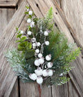 White Berry Snowed Mixed Pine Spray, Wreath Supply, Floral, 822