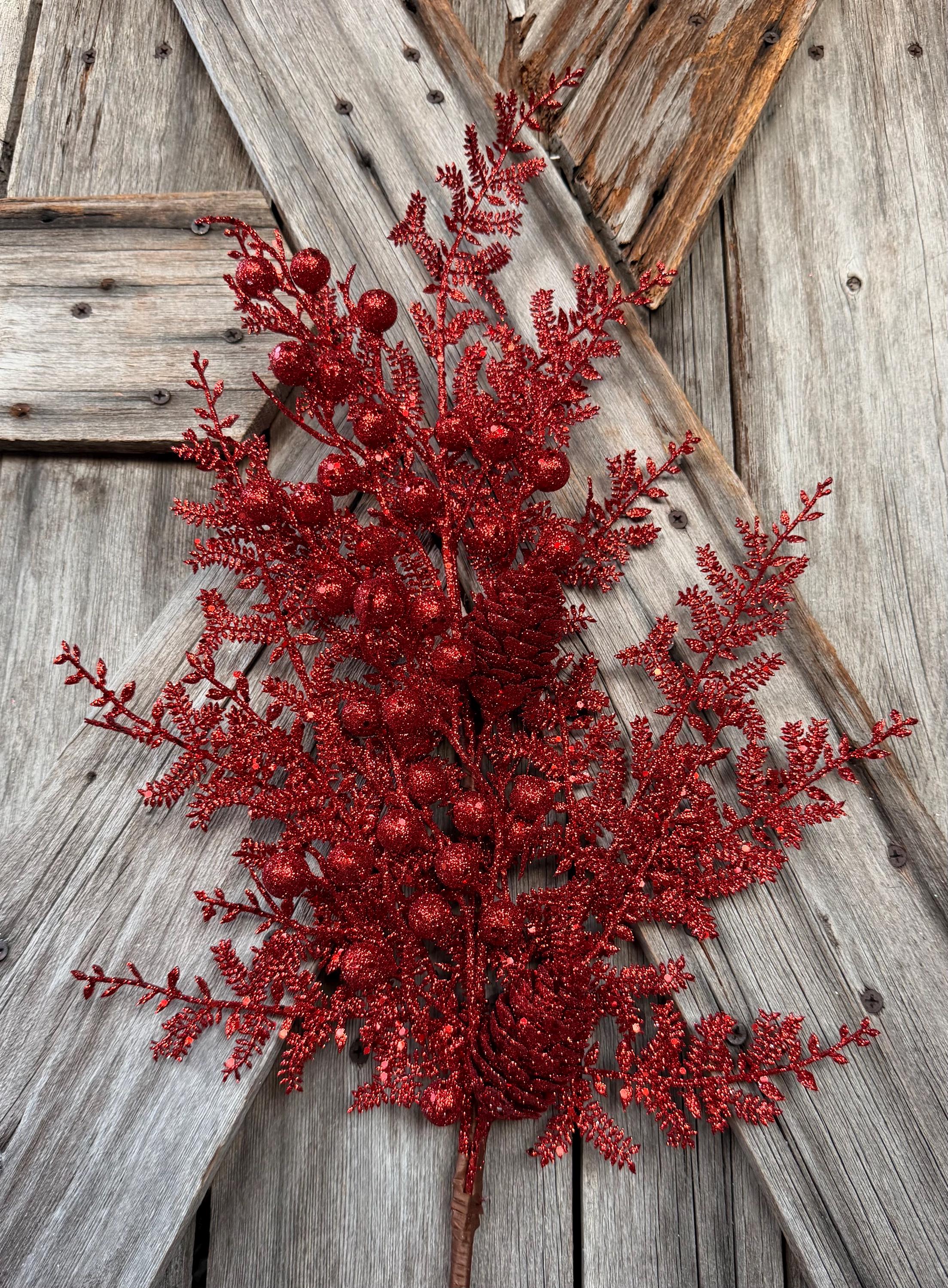 Red Berry Pinecone Cedar Spray, 353