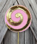 Pink Gold Swirl Lollipop, 20 inch length, 7 diameter