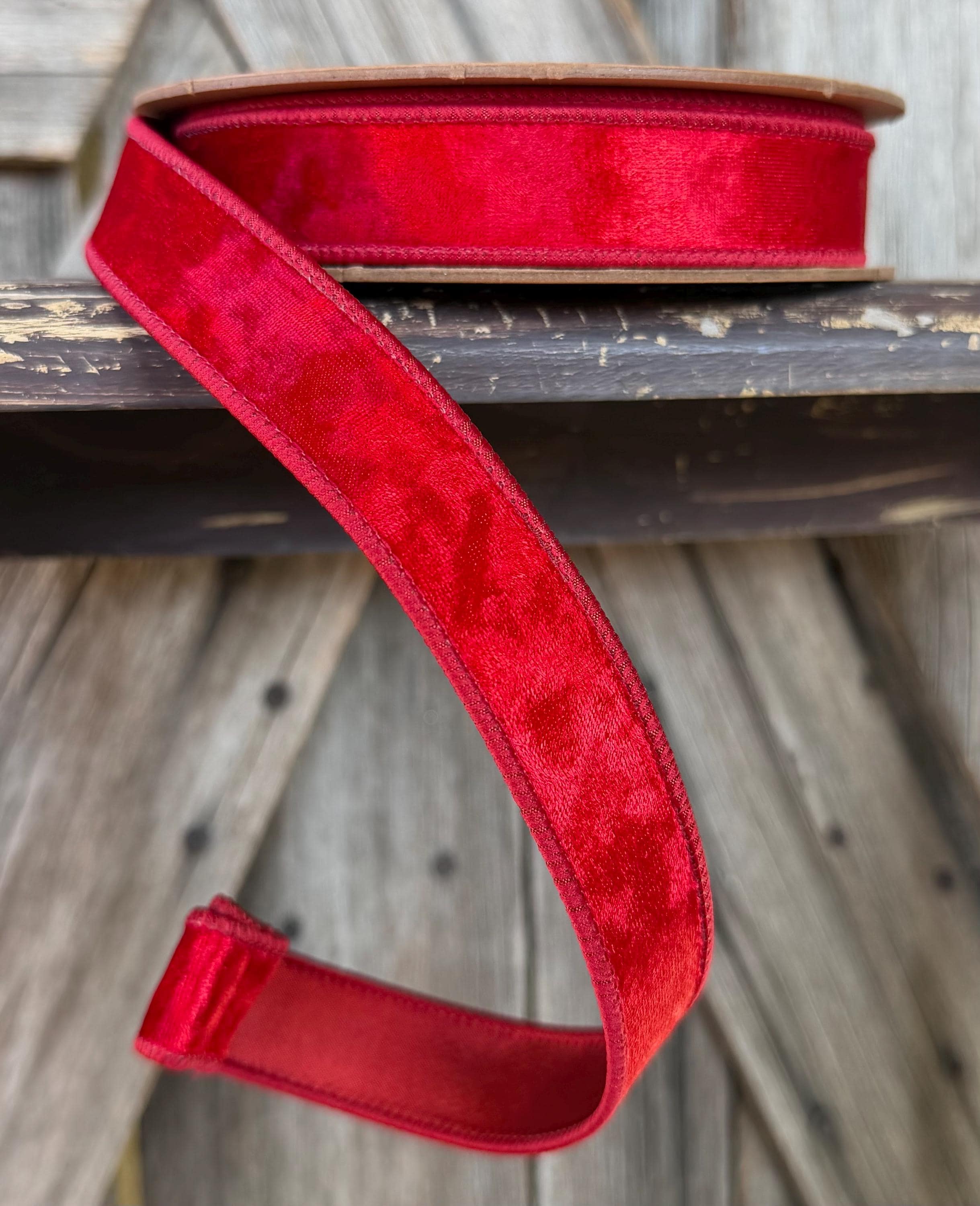 Red Velvet Heritage Wired Ribbon 1 Inch
