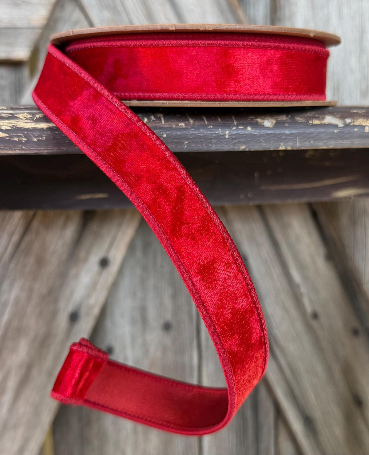 Red Velvet Heritage Wired Ribbon 1 Inch