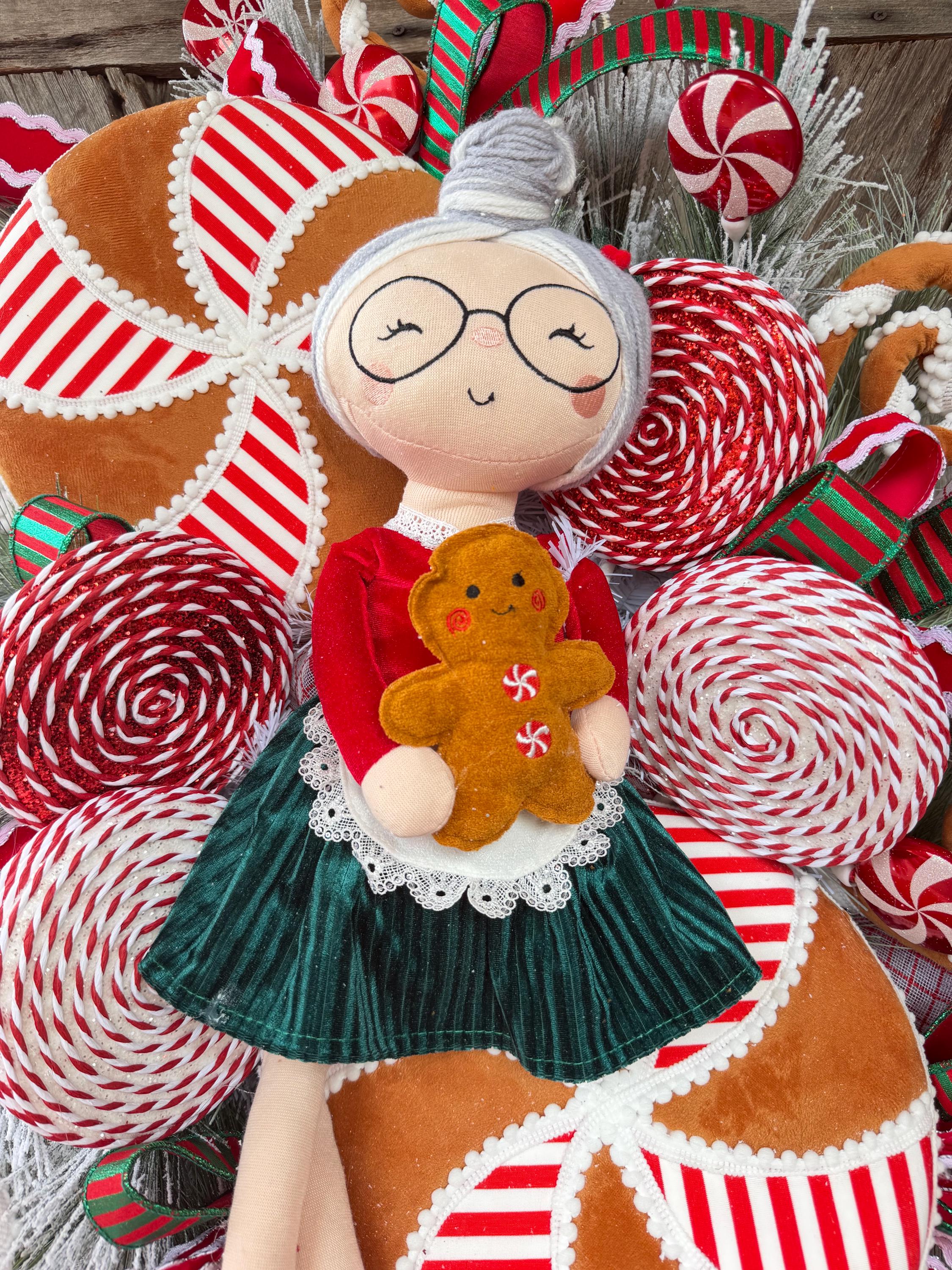 Christmas Wreath, Mrs Claus Wreath, Gingerbread Wreath, Candy Wreath, Whimsical Christmas