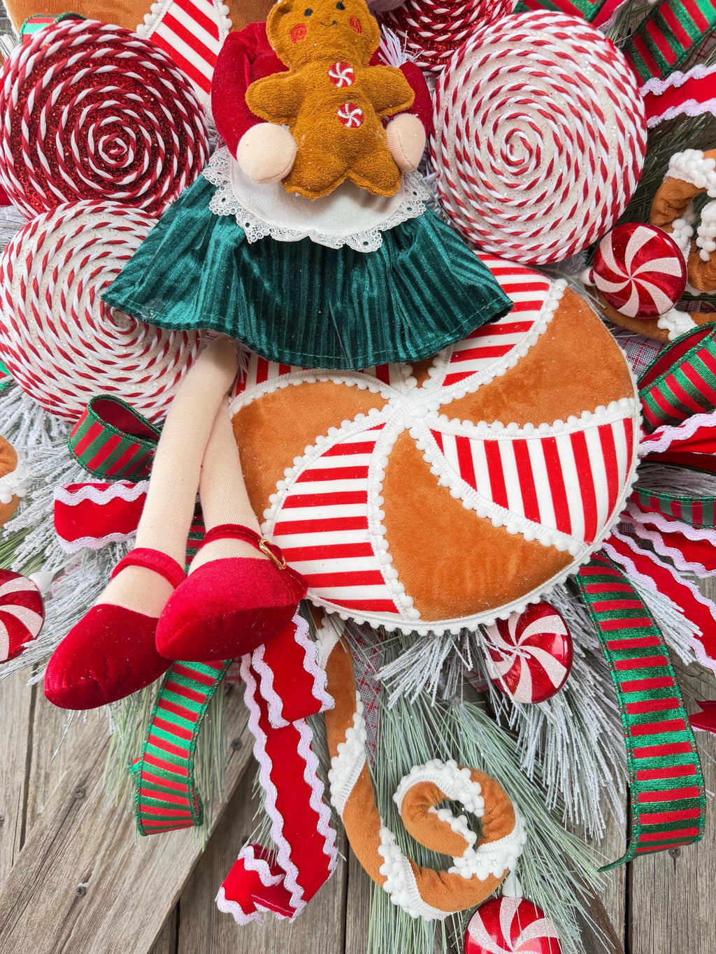 Christmas Wreath, Mrs Claus Wreath, Gingerbread Wreath, Candy Wreath, Whimsical Christmas