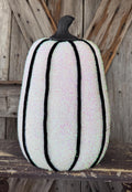Black White Chenile Stripe Tall Pumpkin 12 inches