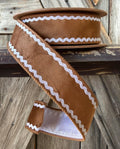 Gingerbread Ric Rac Wired Ribbon 1.5 Inch