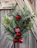 Mixed Pine Snowflake Red Ornament Spray, Wreath Supply, Floral, 493