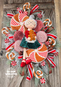 Christmas Wreath, Mrs Claus Wreath, Gingerbread Wreath, Candy Wreath, Whimsical Christmas