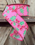 Pink Holly Wired Ribbon 1.5 Inch