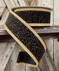 Black Velvet Gold Sparkle Wired Ribbon 1.5 Inch