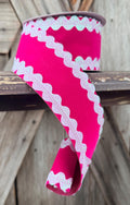 Hot Pink Ric Rac Wired Ribbon 2.5 Inch