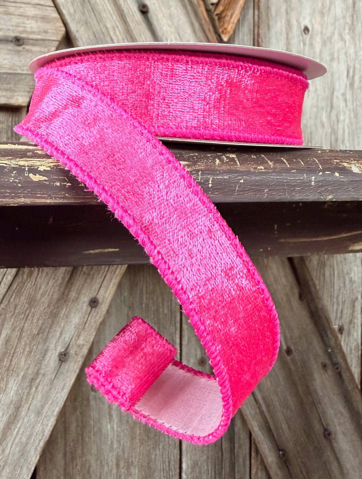 Two Tone Pink Velvet Wired Ribbon 1 Inch