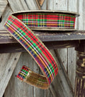Tartan Plaid Gold Back Wired Ribbon 1 Inch
