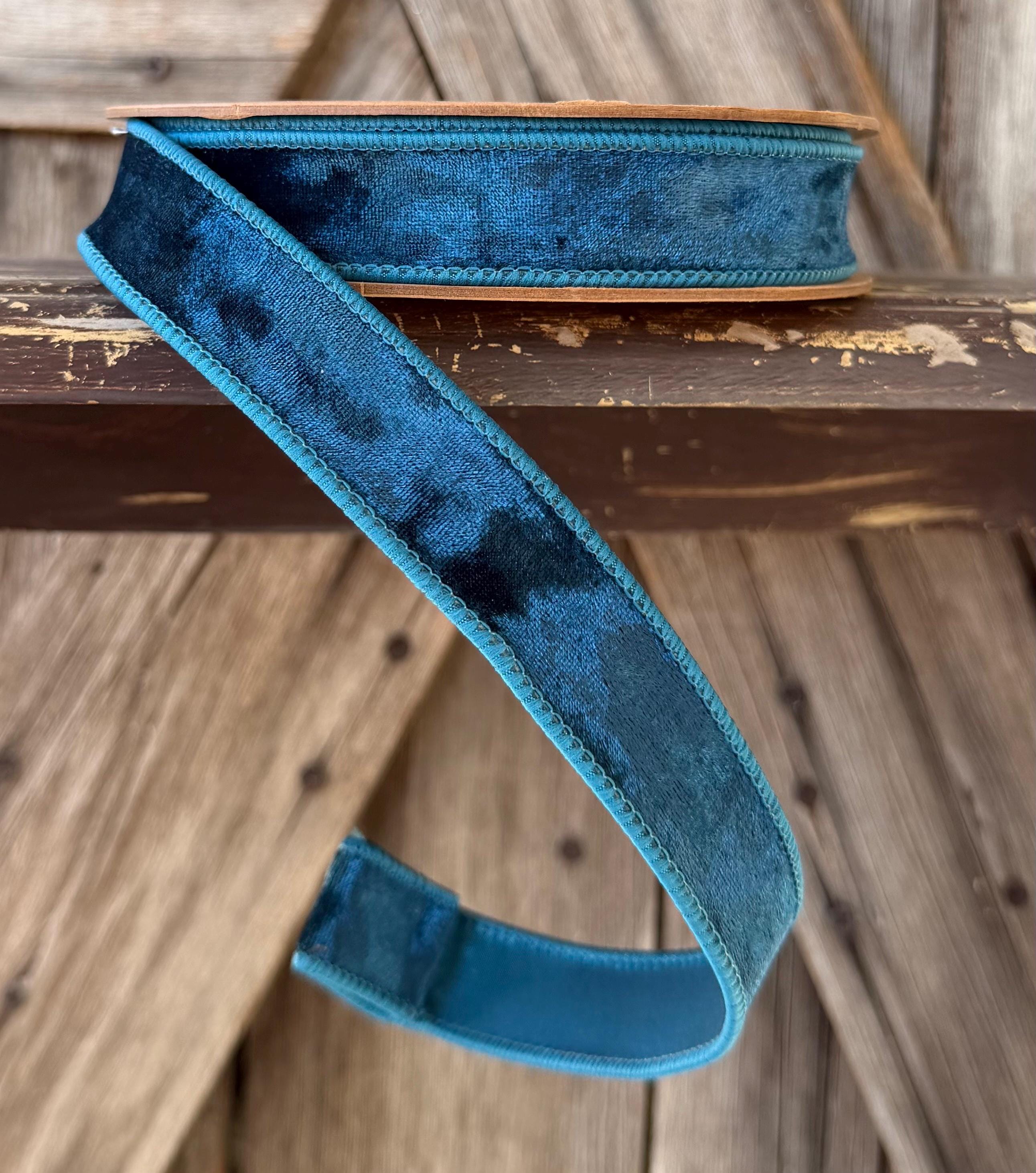 Teal Velvet Heritage Wired Ribbon 1 Inch