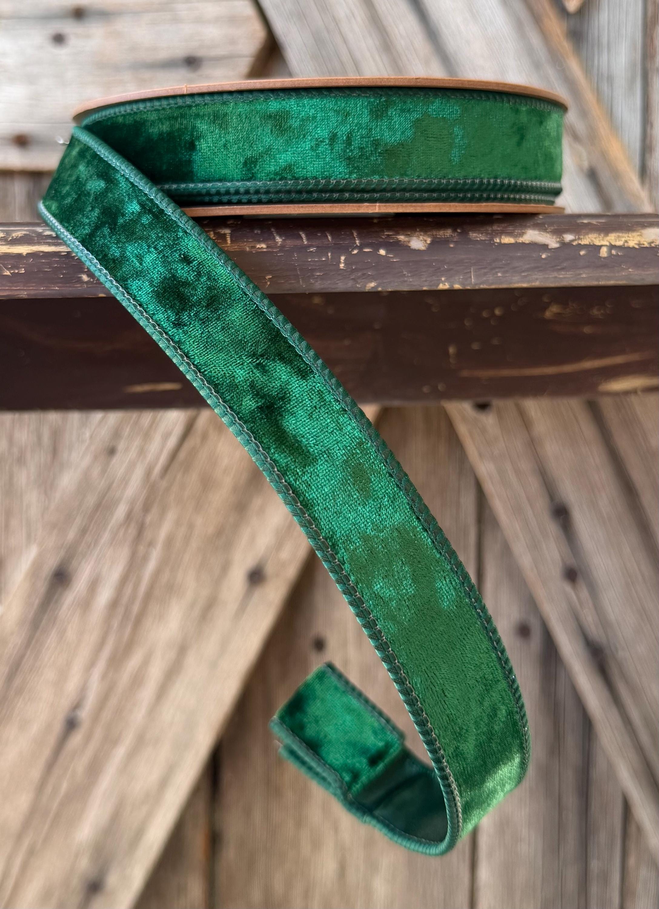 Emerald Velvet Heritage Wired Ribbon 1 Inch