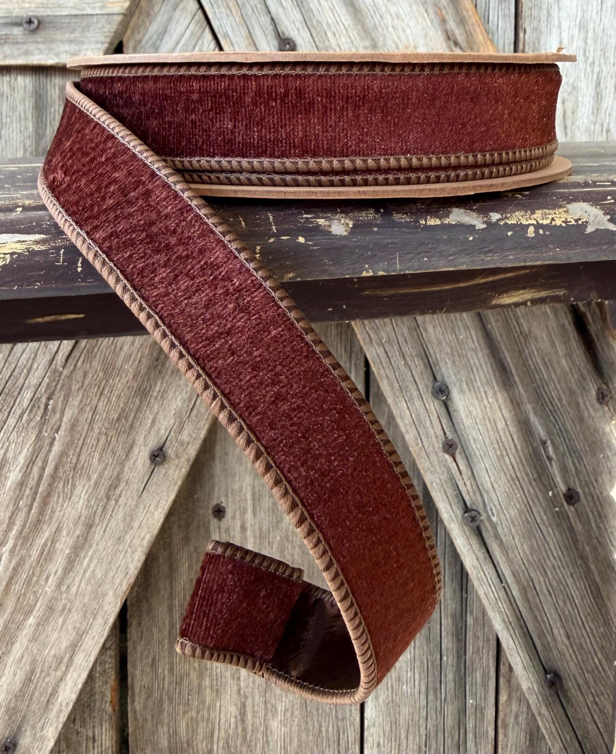 Brown Velvet Heritage Wired Ribbon 1 Inch