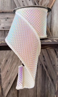 Pink White Iridescent Wired Ribbon 4 Inch