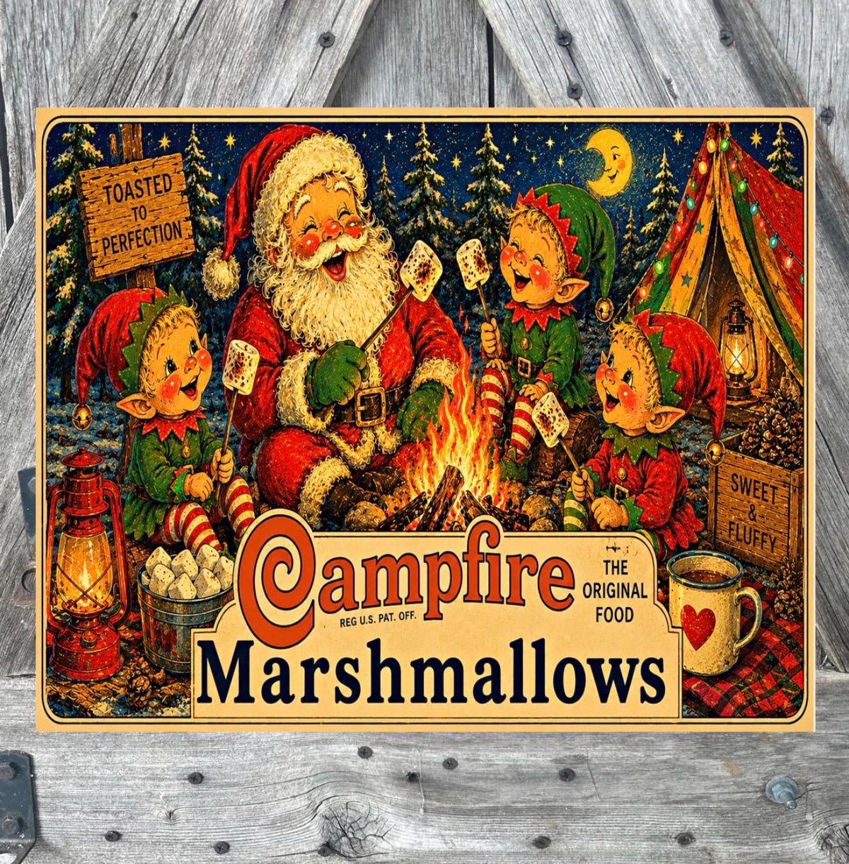 Christmas Campfire Marshmallows, Christmas Sign, Christmas Decor, Christmas Wall Art