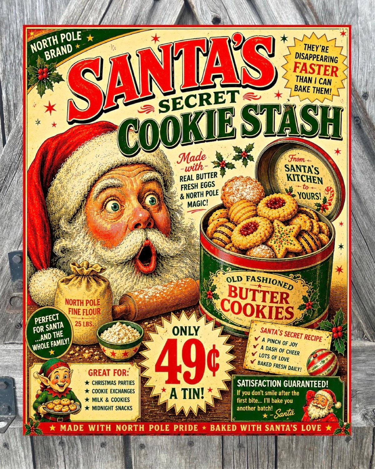 Santa’s Cookie Shop, Christmas Sign, Christmas Decor, Christmas Wall Art